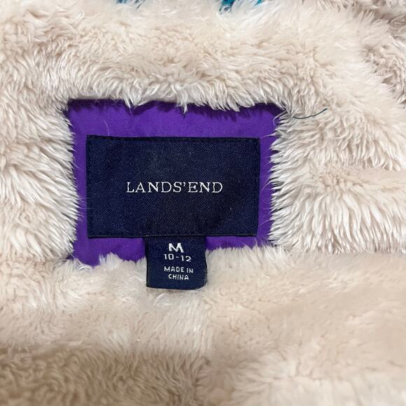 LANDS'END Kids Puffer Jacket‎ Lined Hooded Purple Girls Coat Size 10/12 - Picture 9 of 11
